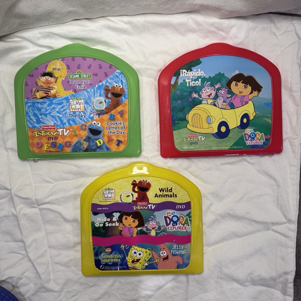 Fisher Price InteracTV DVD LOT OF 3 Sesame Street Dora the Explorer Spongebob